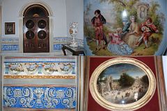 33 Cuba - Trinidad - Plaza Mayor - Palacio Brunet, Museo Romantico - Living Room - Wooden Door, painted Sevres vase, elegant fresco, painting of Paris